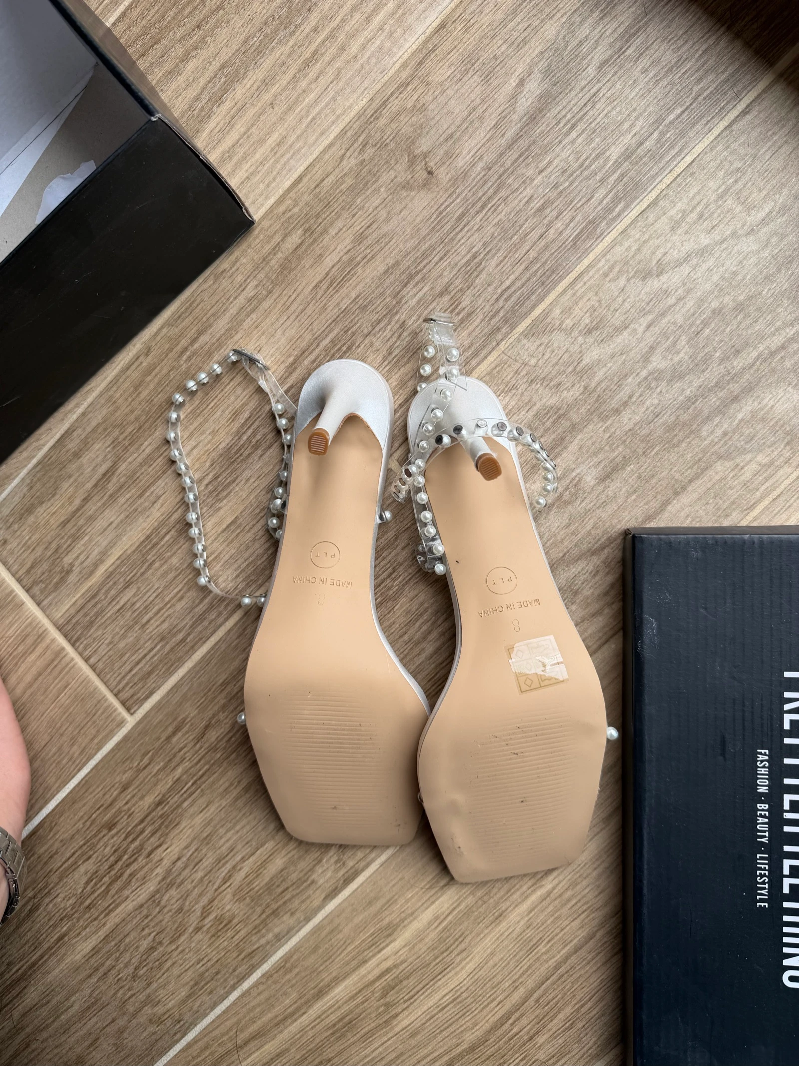 White pearl detail heeled sandals PLT – photo 9